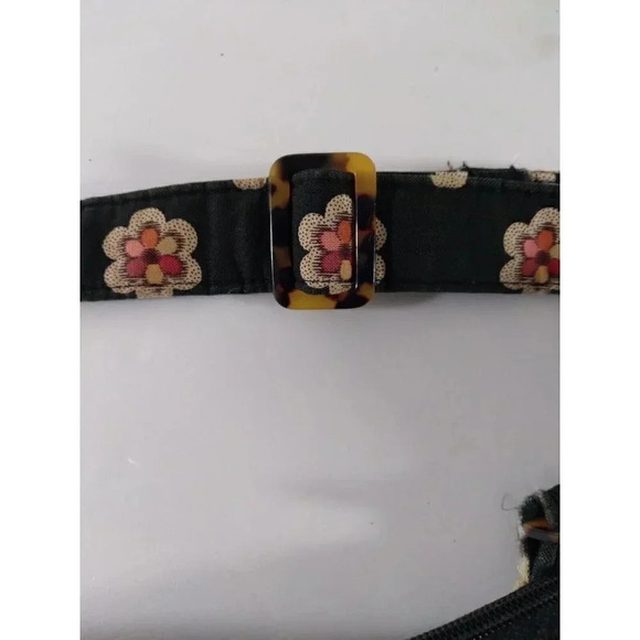 Vera Bradley Purse Black Floral 9.5 X 10" Adjustable Strap Tortoise Shell Buckle - Picture 3 of 6